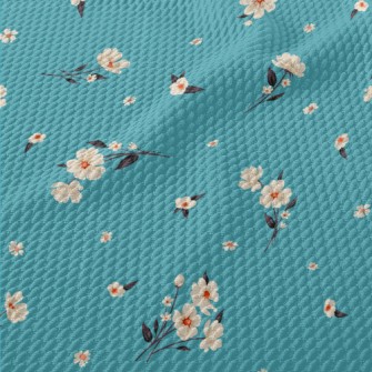 Elegant White Flowers Birdseye Piqué