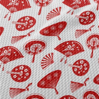 Cute Red Fan Birdseye Piqué