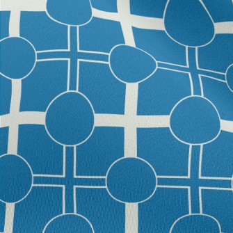 Blue And White Geometric Patte Chiffon