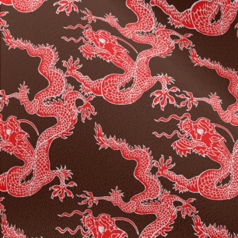 Red Chinese Dragon Chiffon