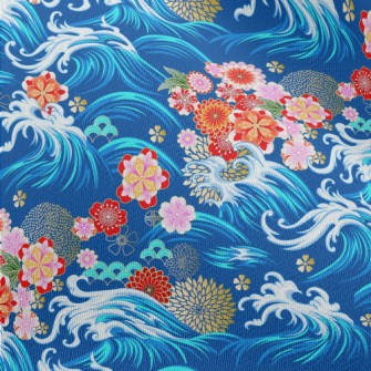 Gorgeous Flowers And Waves Chiffon