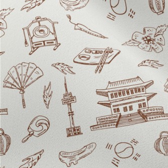Hand Drawn Korean Elements Chiffon