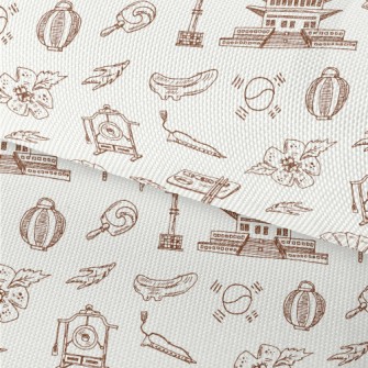 Hand Drawn Korean Elements Waterproof Oxford