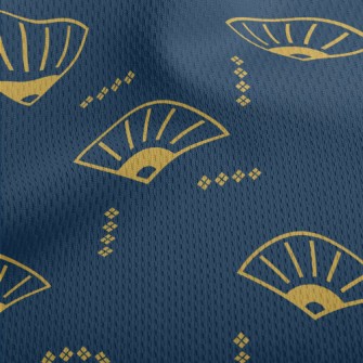 Chinese Cartoon Folding Fan Athletic Mesh Flat Back