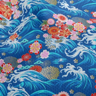 Gorgeous Flowers And Waves Athletic Mesh Flat Back