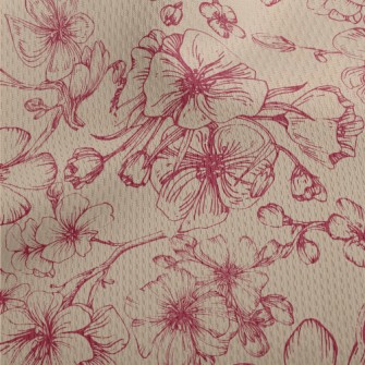 Vintage Hand Drawn Cherry Blos Athletic Mesh Flat Back