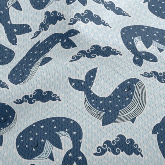 Closed-eye Whale And Stars Athletic Mesh Flat Back
