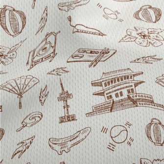 Hand Drawn Korean Elements Athletic Mesh Flat Back