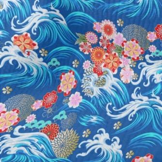 Gorgeous Flowers And Waves Terry