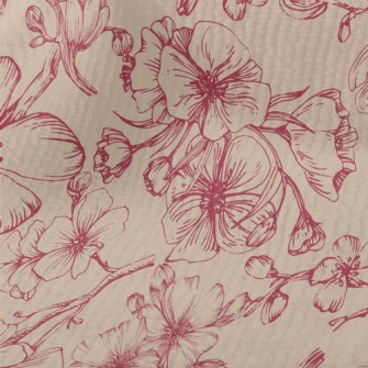 Vintage Hand Drawn Cherry Blos Terry