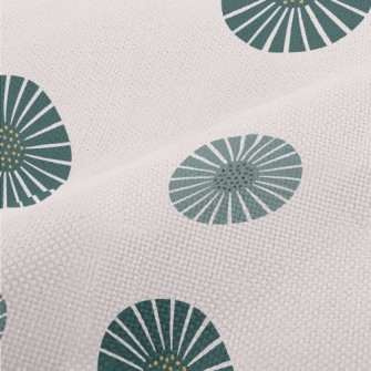 Retro Green Flowers Performance Linen