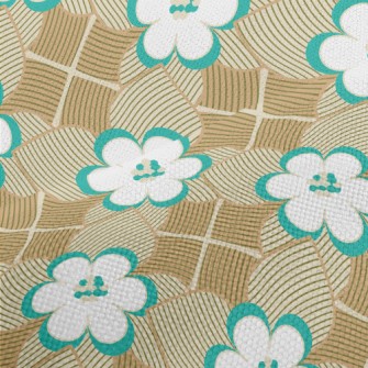 Geometric Flowers And Leaves Performance Linen