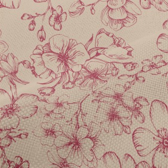 Vintage Hand Drawn Cherry Blos Performance Linen
