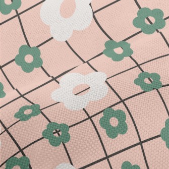 White And Green Cute Little Fl Performance Linen