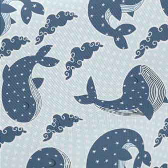 Closed-eye Whale And Stars Twill