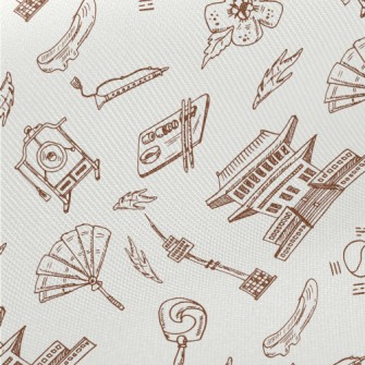 Hand Drawn Korean Elements Twill