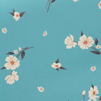 Elegant White Flowers Twill