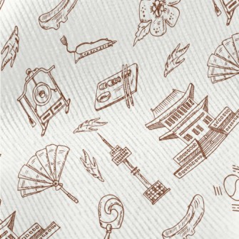 Hand Drawn Korean Elements Standard Corduroy