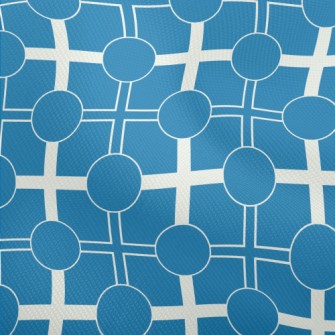 Blue And White Geometric Patte Dobby