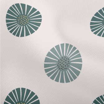 Retro Green Flowers Dobby