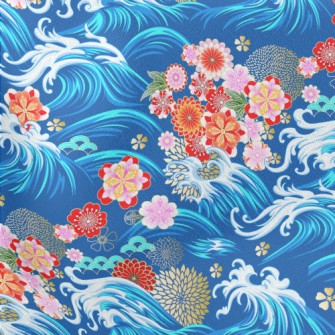 Gorgeous Flowers And Waves Stretch Ponte