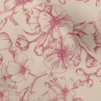 Vintage Hand Drawn Cherry Blos Micro Fleece