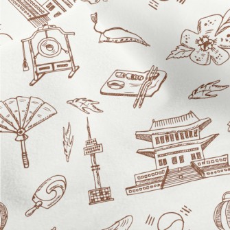 Hand Drawn Korean Elements Micro Fleece