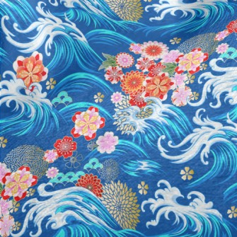 Gorgeous Flowers And Waves Minky