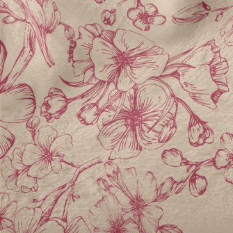 Vintage Hand Drawn Cherry Blos Minky