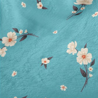 Elegant White Flowers Minky