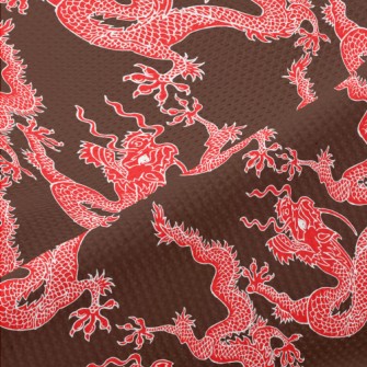 Red Chinese Dragon Piqué