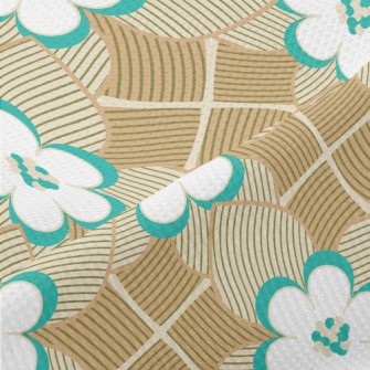 Geometric Flowers And Leaves Piqué