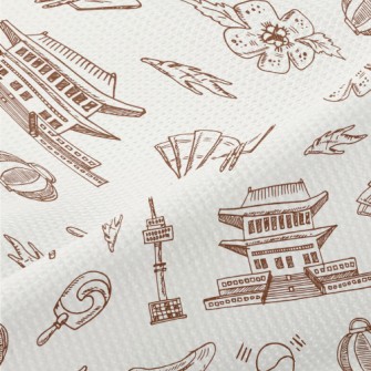 Hand Drawn Korean Elements Piqué