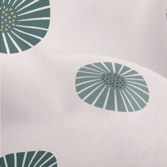 Retro Green Flowers Lightweight Performance Linen