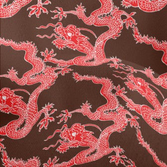 Red Chinese Dragon Lightweight Performance Linen