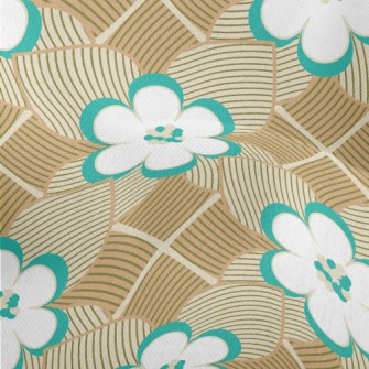 Geometric Flowers And Leaves Lightweight Performance Linen