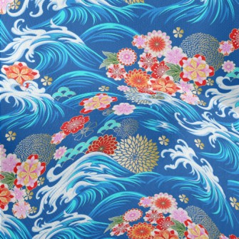Gorgeous Flowers And Waves Lightweight Performance Linen