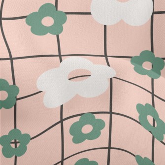 White And Green Cute Little Fl Lightweight Performance Linen