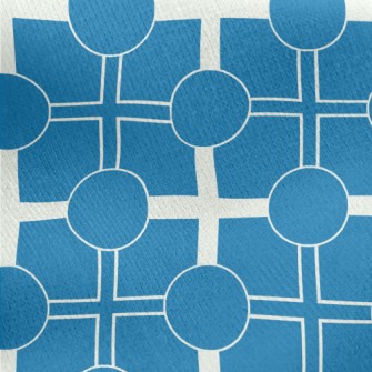 Blue And White Geometric Patte Jersey Backed Fleece