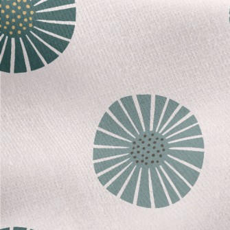Retro Green Flowers Jersey Backed Fleece