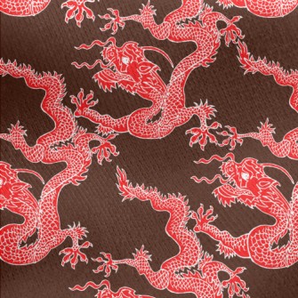 Red Chinese Dragon Jersey Backed Fleece