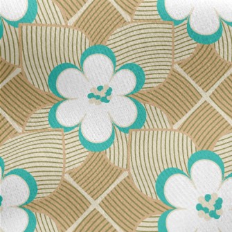 Geometric Flowers And Leaves Jersey Backed Fleece