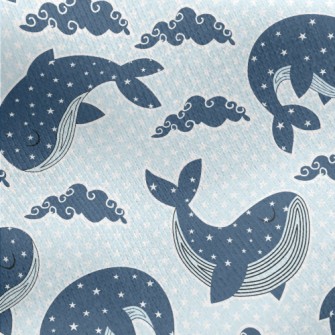 Closed-eye Whale And Stars Jersey Backed Fleece
