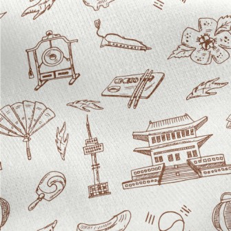 Hand Drawn Korean Elements Jersey Backed Fleece