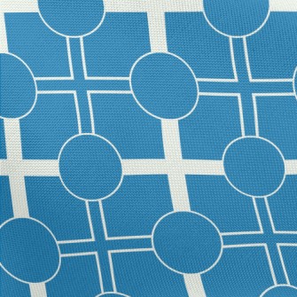 Blue And White Geometric Patte Pongee