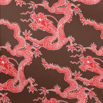 Red Chinese Dragon Pongee