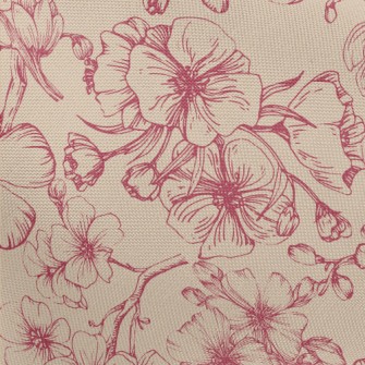 Vintage Hand Drawn Cherry Blos Pongee