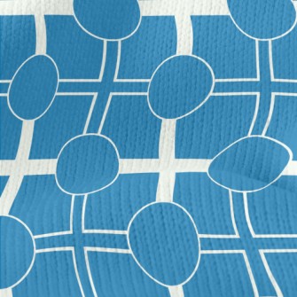 Blue And White Geometric Patte Stretch Jersey
