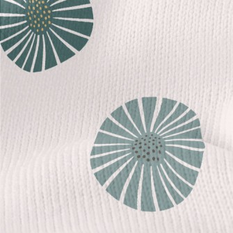 Retro Green Flowers Stretch Jersey