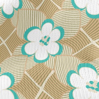 Geometric Flowers And Leaves Stretch Jersey